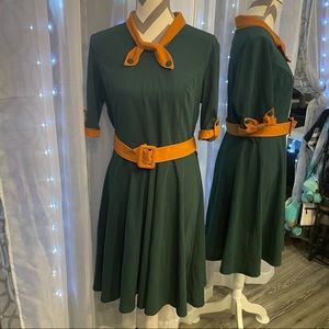 Audrey Hepburn Dress with Sailor Neck Tie and Belt.